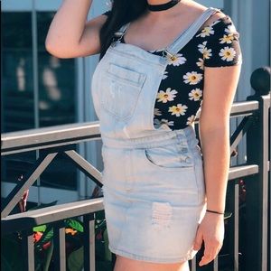 Forever 21 Distressed Overall Dress